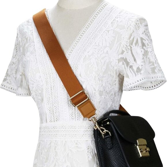 Leather Crossbody Strap Adjustable Wide Replacement Shoulder Bag Strap - Picture 2 of 6